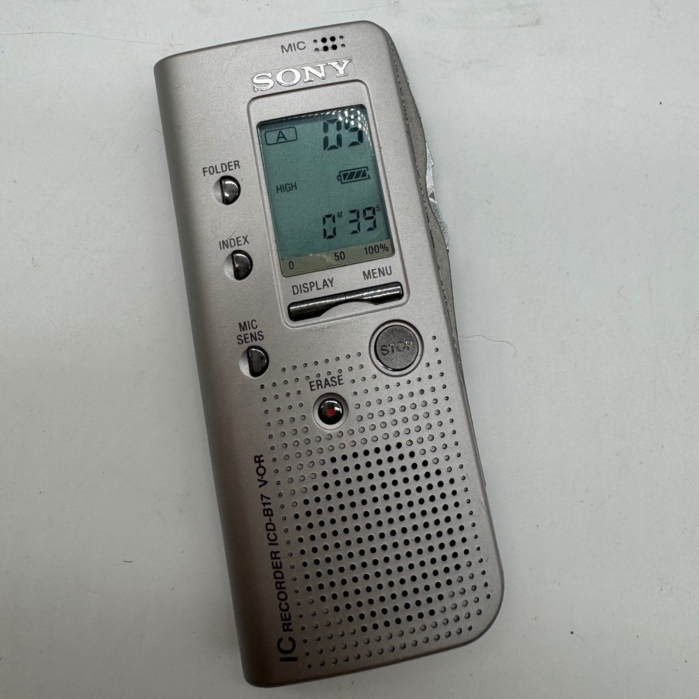 Sony ICD-B17 V-O-R IC Digital Voice Recorder Handheld Silver AAA Battery Powered
